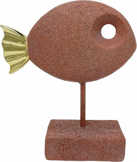 Dekor peshk polirezine, ngjyrë kafe e kuqërremtë, 19.5x7x23cm