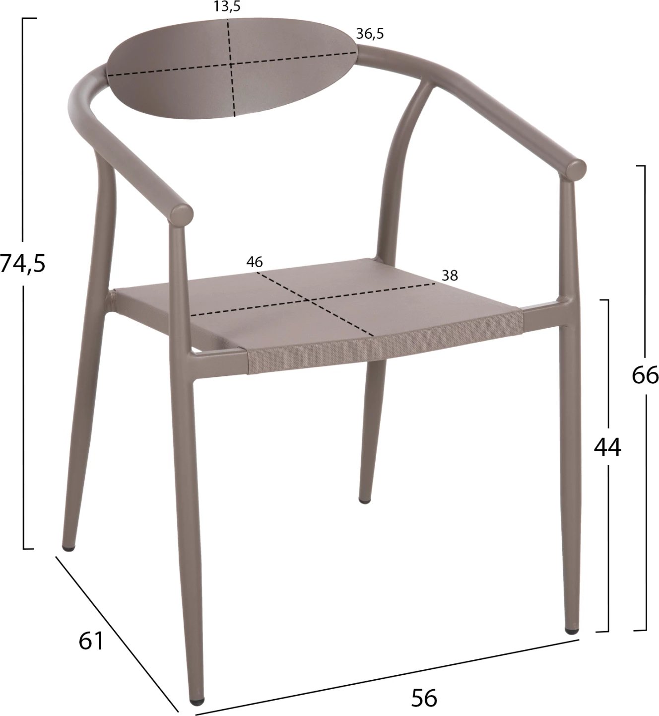 Karrige për kopsht SERLY FH6052.04, alumin, tekstilene, ngjyrë shampanjë, 56x61x74.5 cm