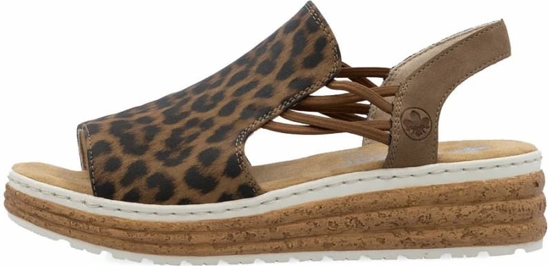 Sandale platforme femra Rieker 62741-90, leopard bezhë