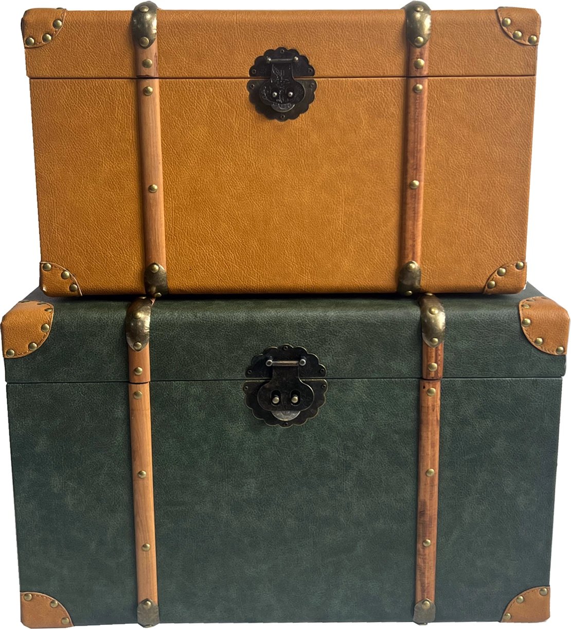 Set sanduqësh për depo, ngjyrë ulli dhe mustardë, 64x40x40, 2 copë