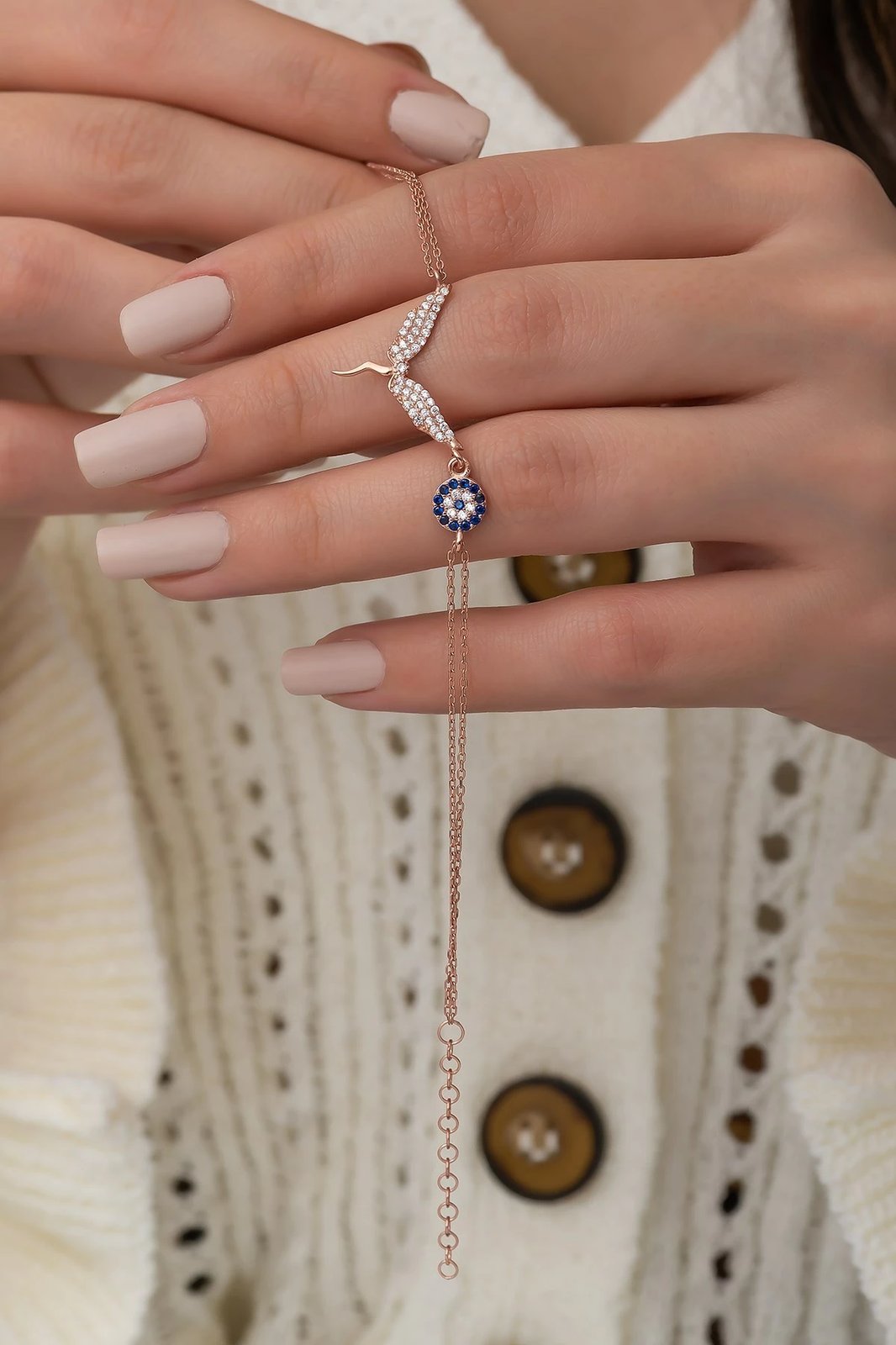 Byzylyk argjendi Jumeon, ngjyrë rozë e artë, kaltër e bardhë, TRDYL400