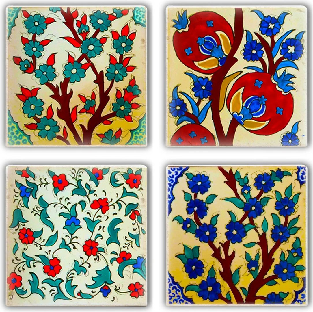 Set nënshtruesish për gota, gur natyral, shumëngjyrësh, 4 copë, TBA7436502315305