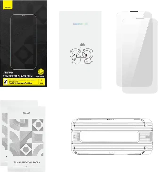 Xham i fortë Baseus Corning për iPhone 13 Pro Max/14 Plus me filtër pluhuri