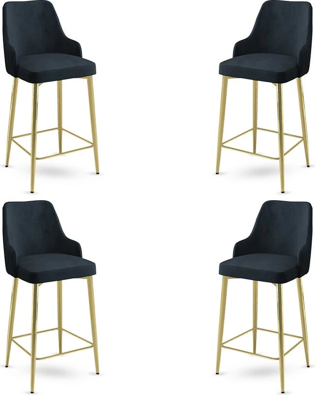 Set karrigesh për bar (4 copë), Hanah Home, Enox, antracit, ari