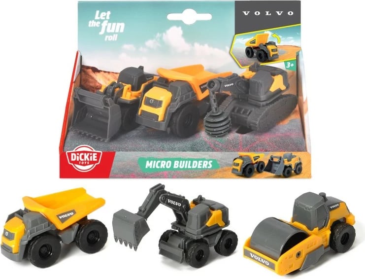 Set lodrash ndërtimi Dickie Volvo, 3 copë, plastikë, gri/verdhe