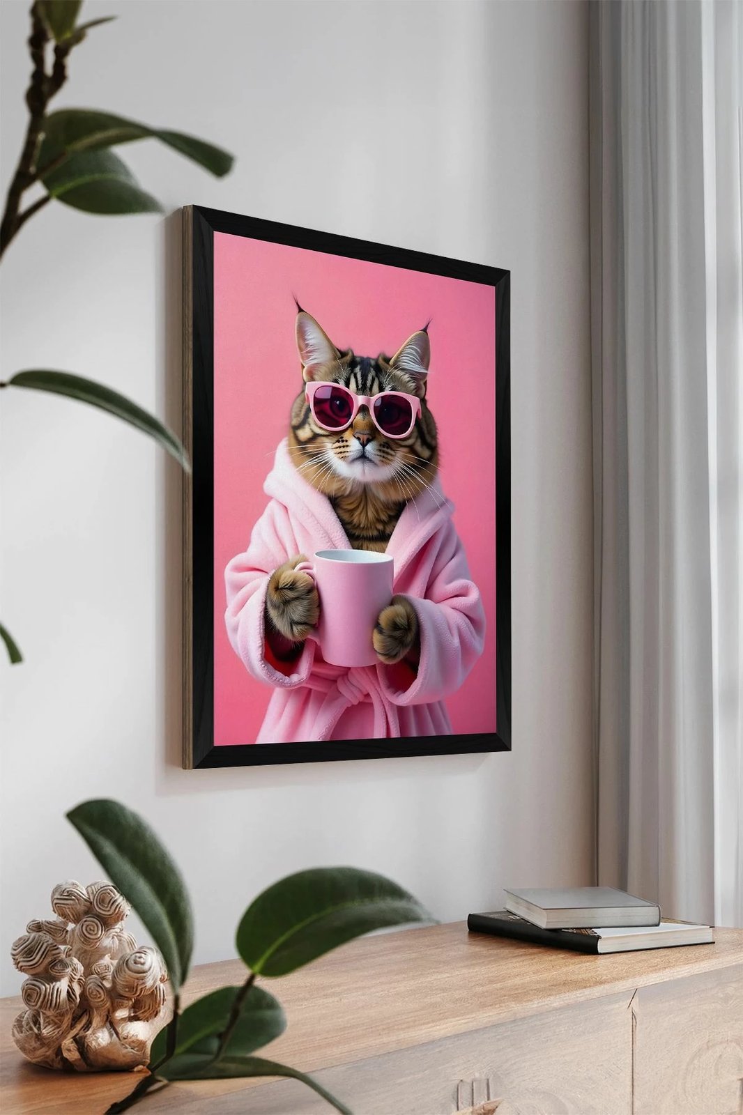 Pikturë dekorative, mace me syze e rrobë banje, Wallity, Arthynmodel3348-17, 33x48cm