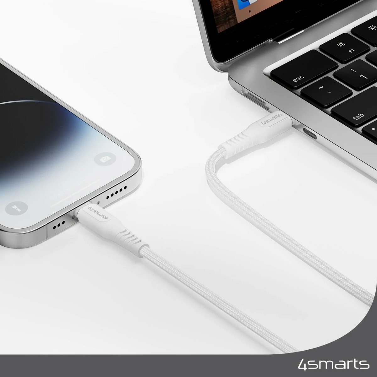 Kabllo USB-C në Lightning 4smarts 465592, 1.5 m, Silver, White
