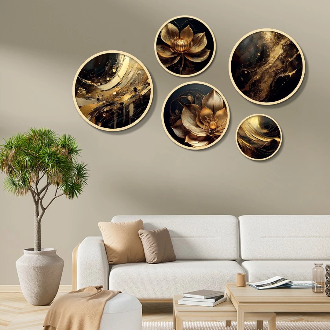 Set pikturash dekorative të kornizuara MDF (5 copë), Wallity, Yats-14
