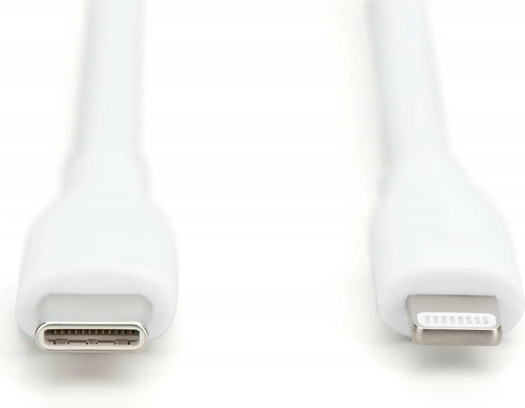 Kabllo silikon Digitus AK-600110-010-W, USB-C në Lightning, 1m, Bardhë