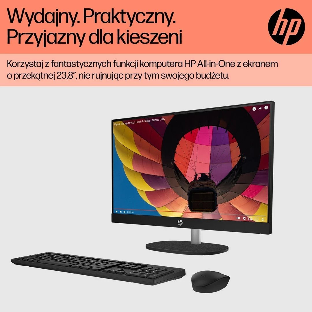 Kompjuter HP AiO 24-cr0312nw, Ryzen 5 7520, 23.8" FHD, 16GB RAM, 512GB SSD, Bardhë