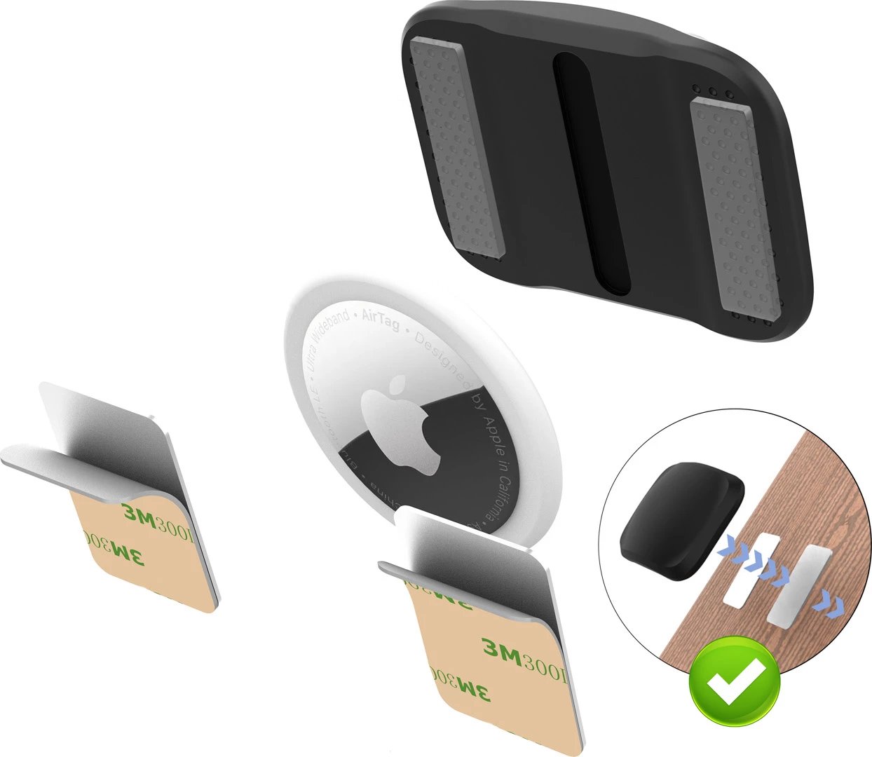 Mbështjellës magnetik për AirTag, Hurtel EA-78-01, montim me magnet në sipërfaqe metalike, 5×3.5×1.7 cm, i zi