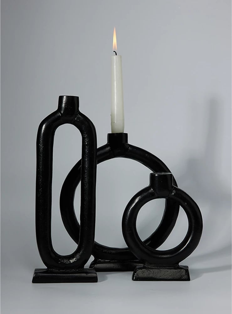 Mbajtëse qiriri CORI, alumin, e zezë, 11x11x29 cm