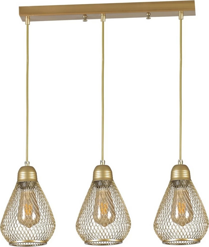 Llambë tavani Opviq, Armut, 3 copë, ngjyrë ari, varëse