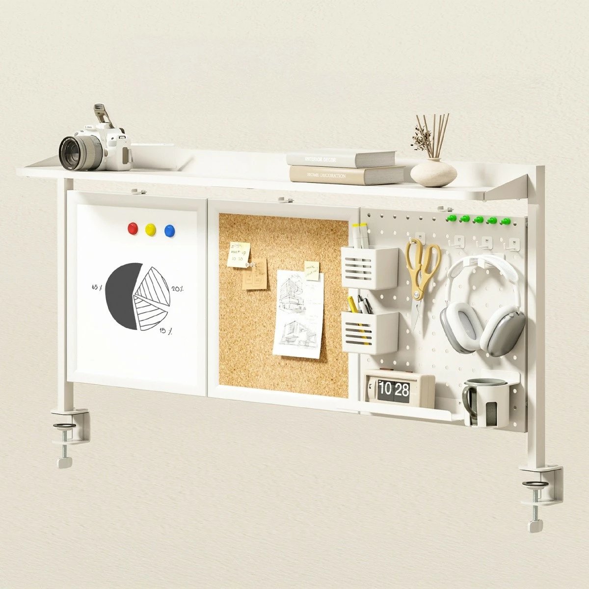 Ndarës tavoline Ergo Office ER-300W, i bardhë, me aksesorë organizues