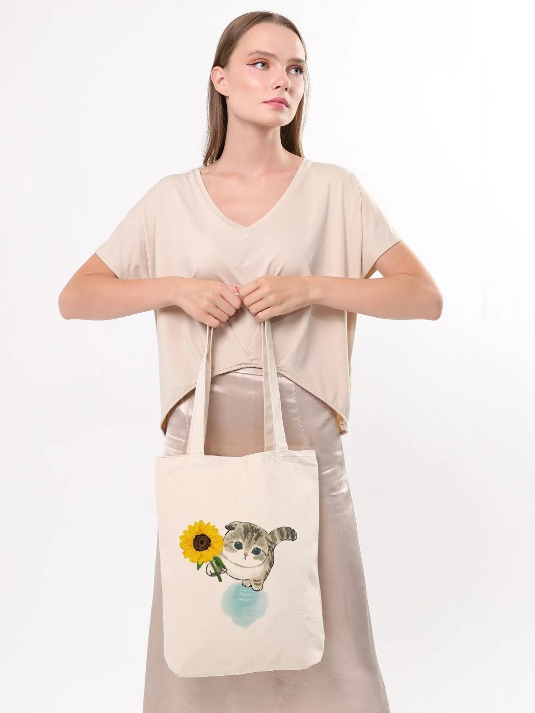 Çantë tote Zoozie Bags, 1614, ngjyrë krem