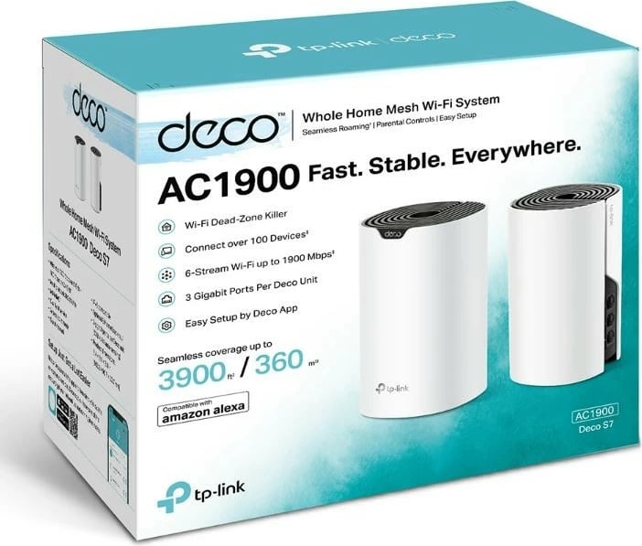 Kasë rrjeti TP-LINK Deco S7(2-pack), Mesh Wi-Fi, AC1900, Bardhë