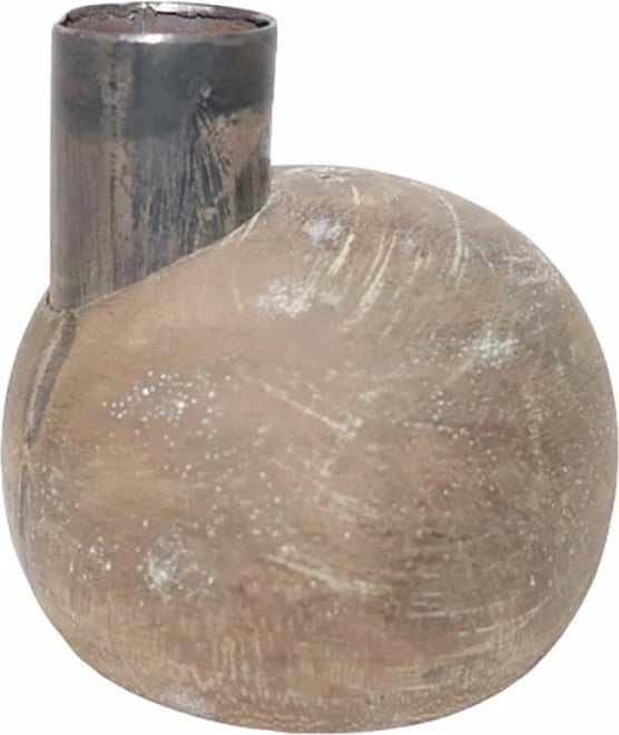 Mbajtës qirinjsh prej druri, ngjyrë gri antike, 8x7cm