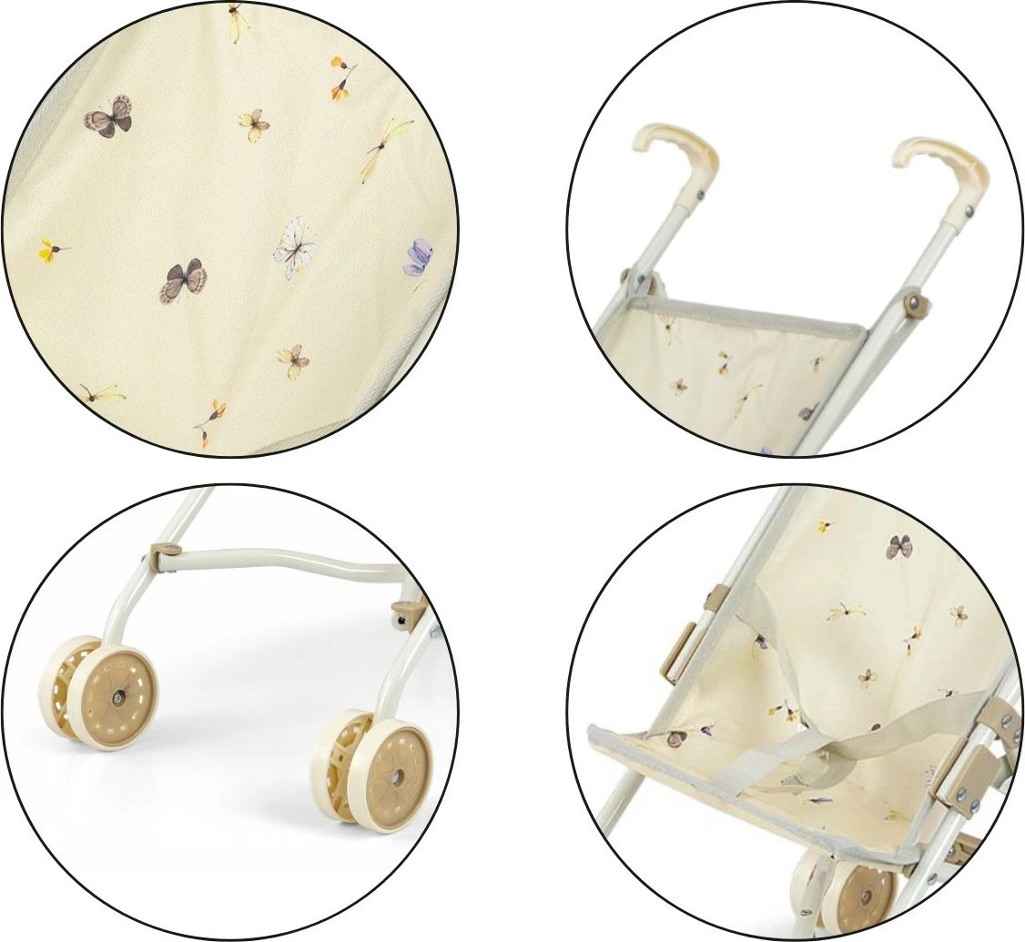 Karrocë lodër për kukulla Milly Mally Julia Nature, krem dekorative