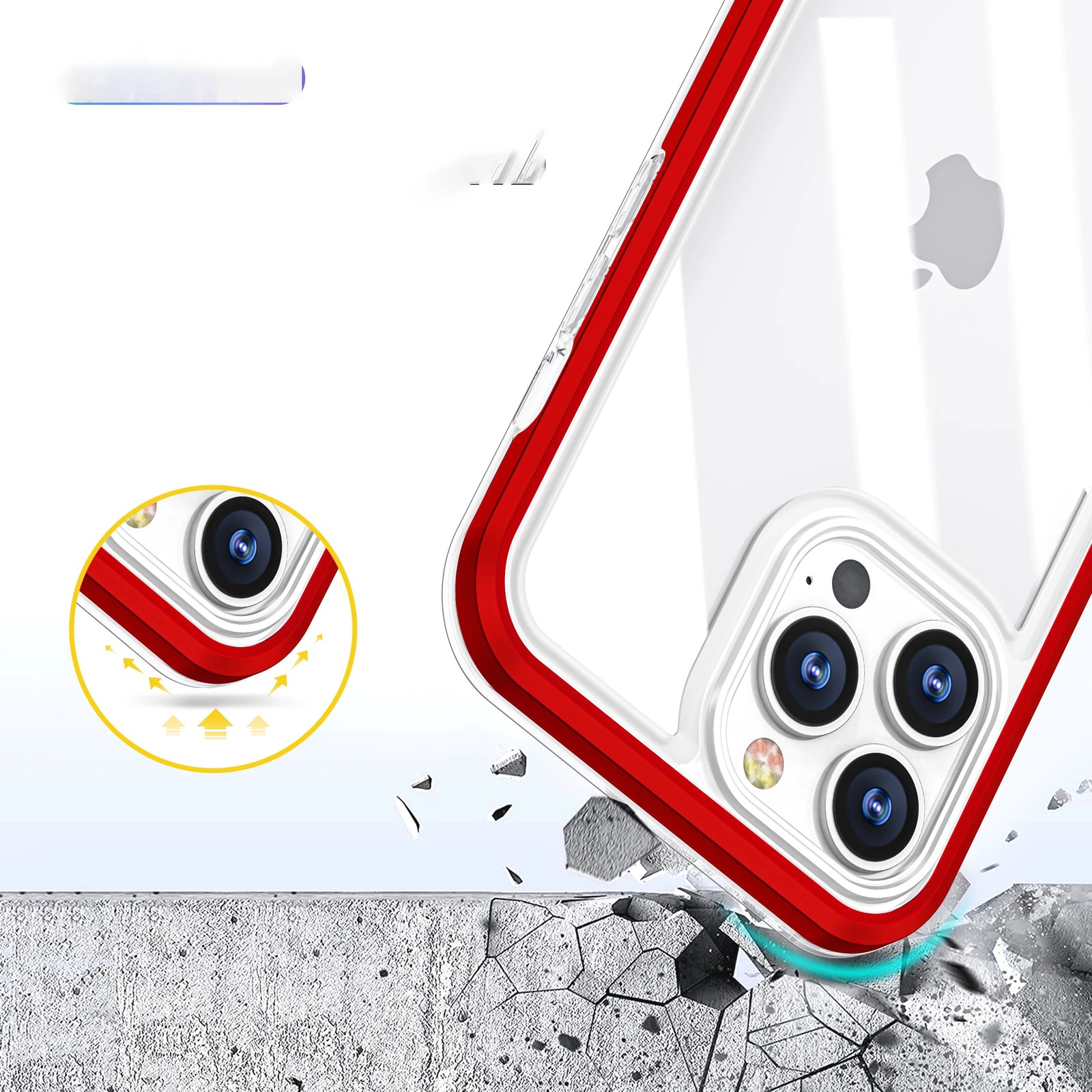 Mbështjellës Hurtel Hybrid Armor Clear 3in1 për iPhone 13 Pro Max, Transparent me të kuqe