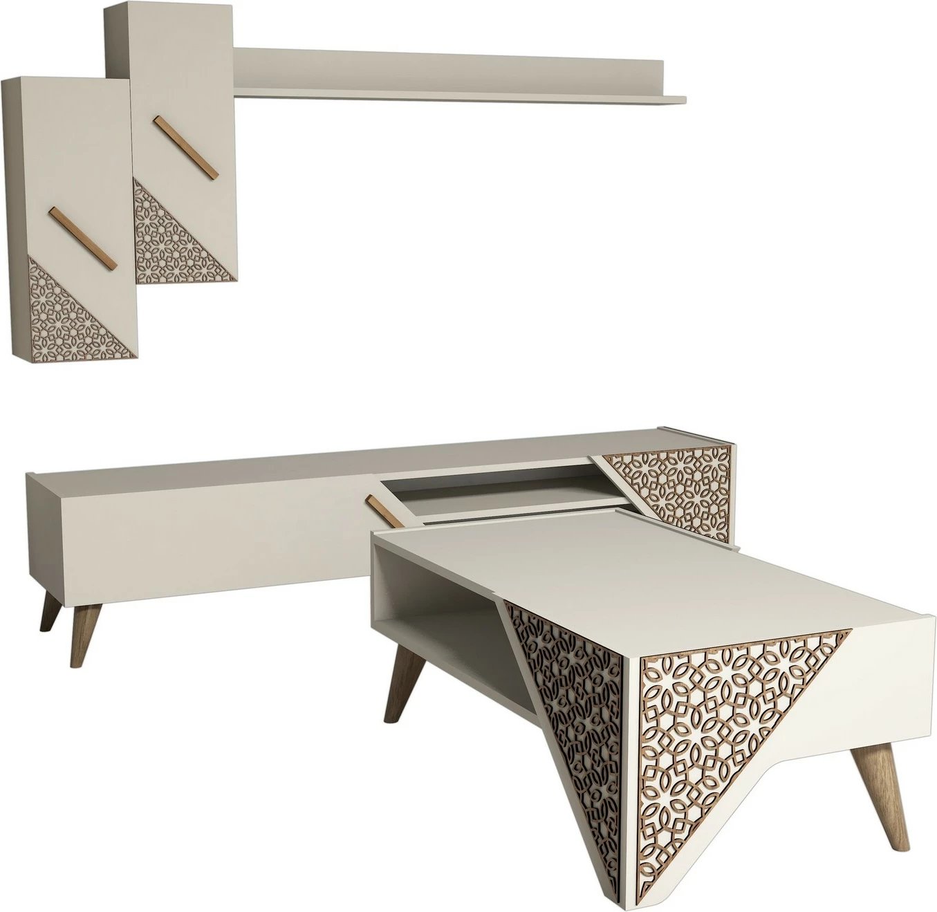 Set mobiljesh për dhomë dite, Beril, ngjyrë krem