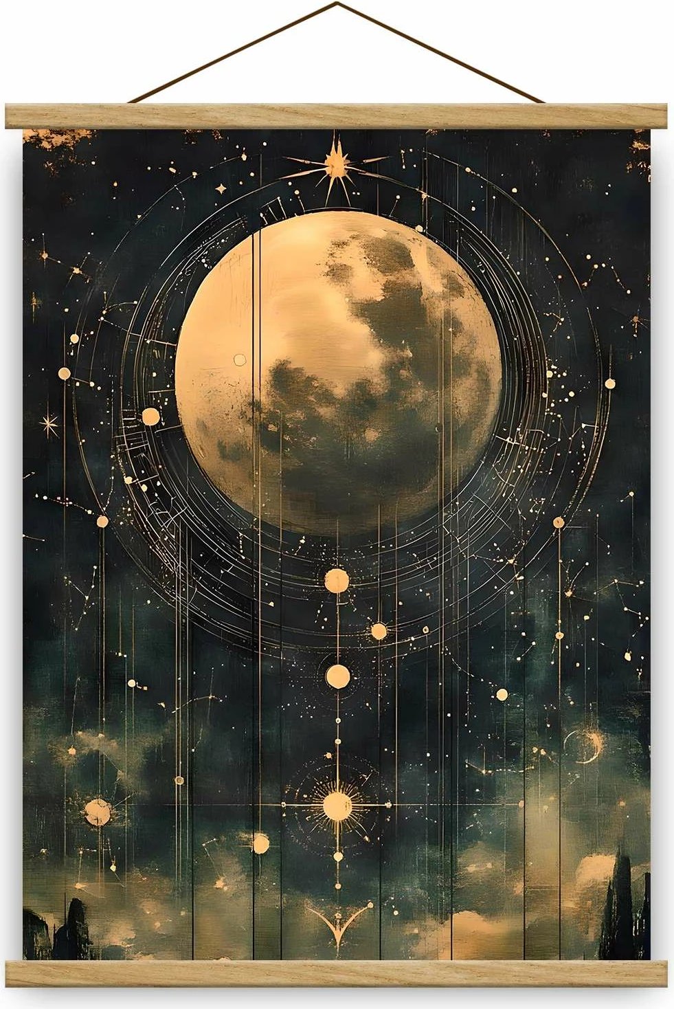 Pikturë dekorative me kornizë, ngjyrë ari, e zezë, argjend, MRG74, 50x70cm