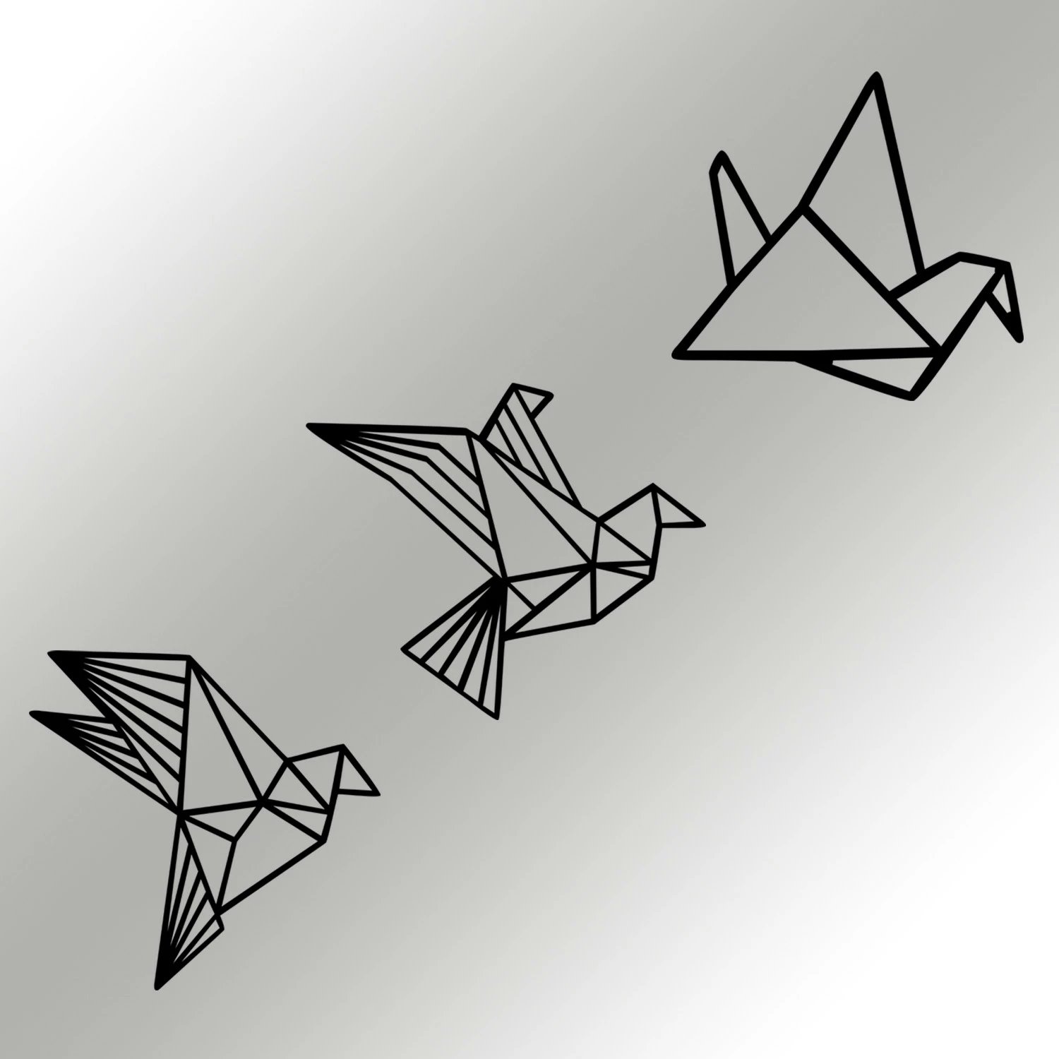 Aksesor dekorativ metalik për mur, Wallity, origami, ngjyrë e zezë