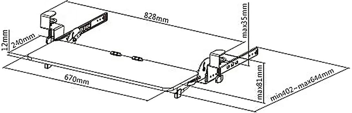 Mbajtëse tastiere nën tavolinë Maclean MC-462, e rregullueshme, e zezë