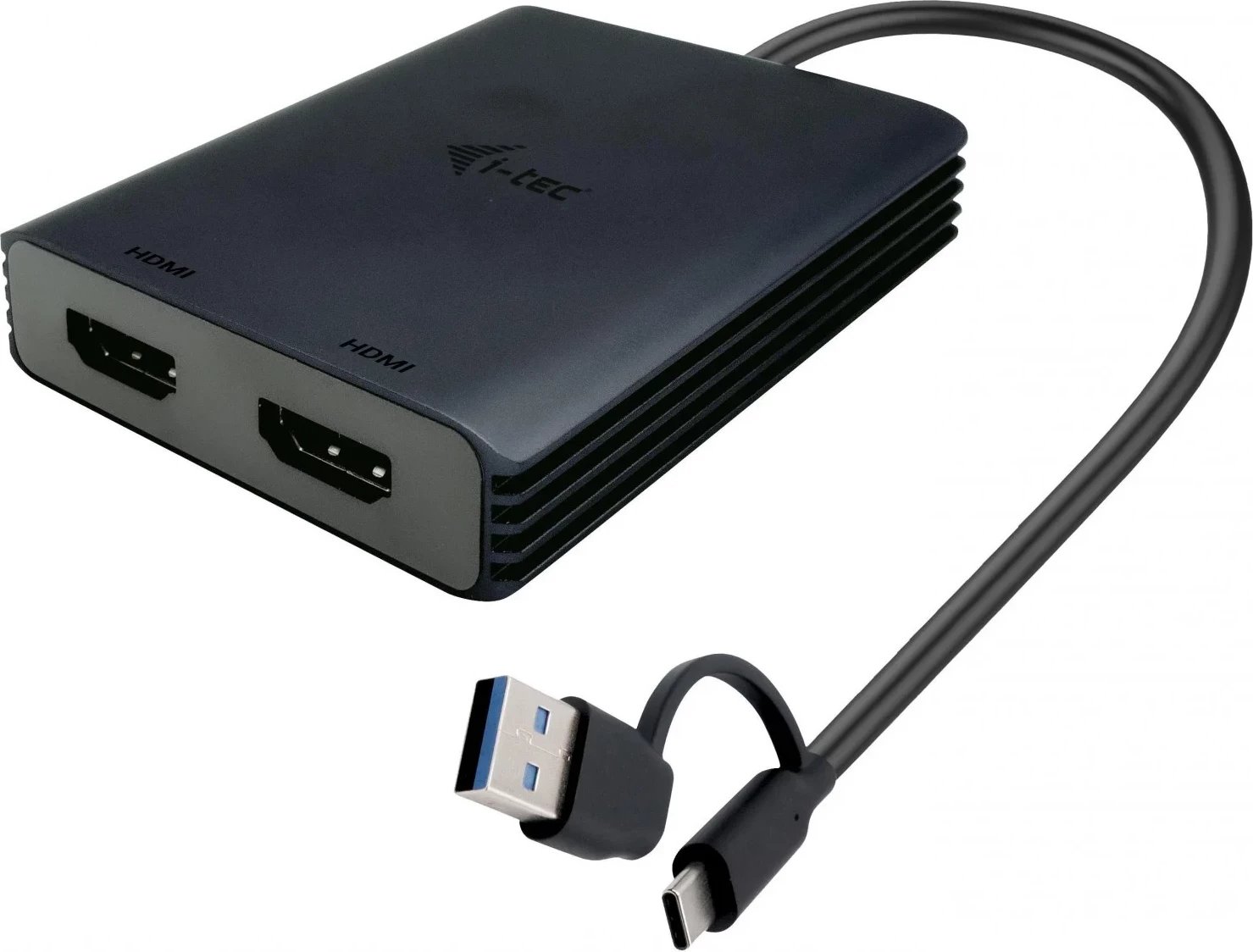 Adapter video i-tec USB-A/USB-C Dual 4K/60 Hz DisplayPort, ngjyrë e zezë