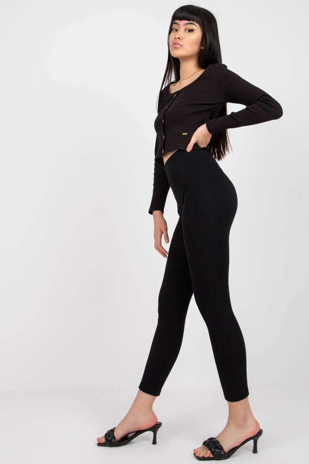Leggings për femra Rue Paris 180888, të zeza