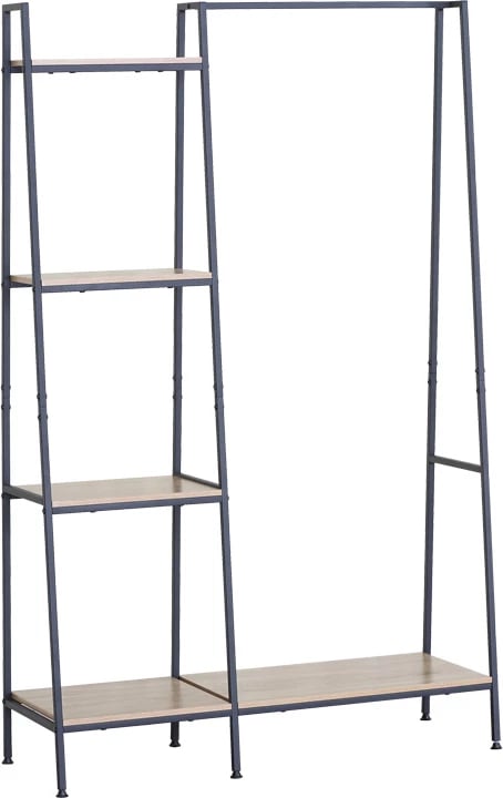 Njësi hyrëse me rafte Herevy, ngjyrë lisi me metal të zi, 101x35x160cm