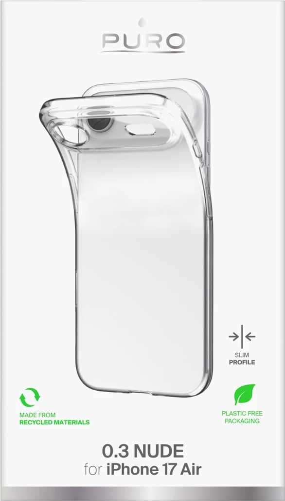 Mbështjellës Puro 0.3 Nude Ultra-Slim TPU për iPhone 17 Air, Transparent