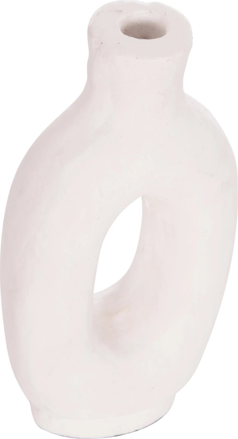 Vazo dekorative CLAYVON, terrakotë, ngjyrë e bardhë, 10x5x21cm