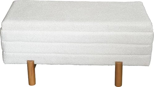 Set dy karrige-trunk Cindy Inart, pëlhurë bouclé, ngjyrë bezhë dhe bardhë