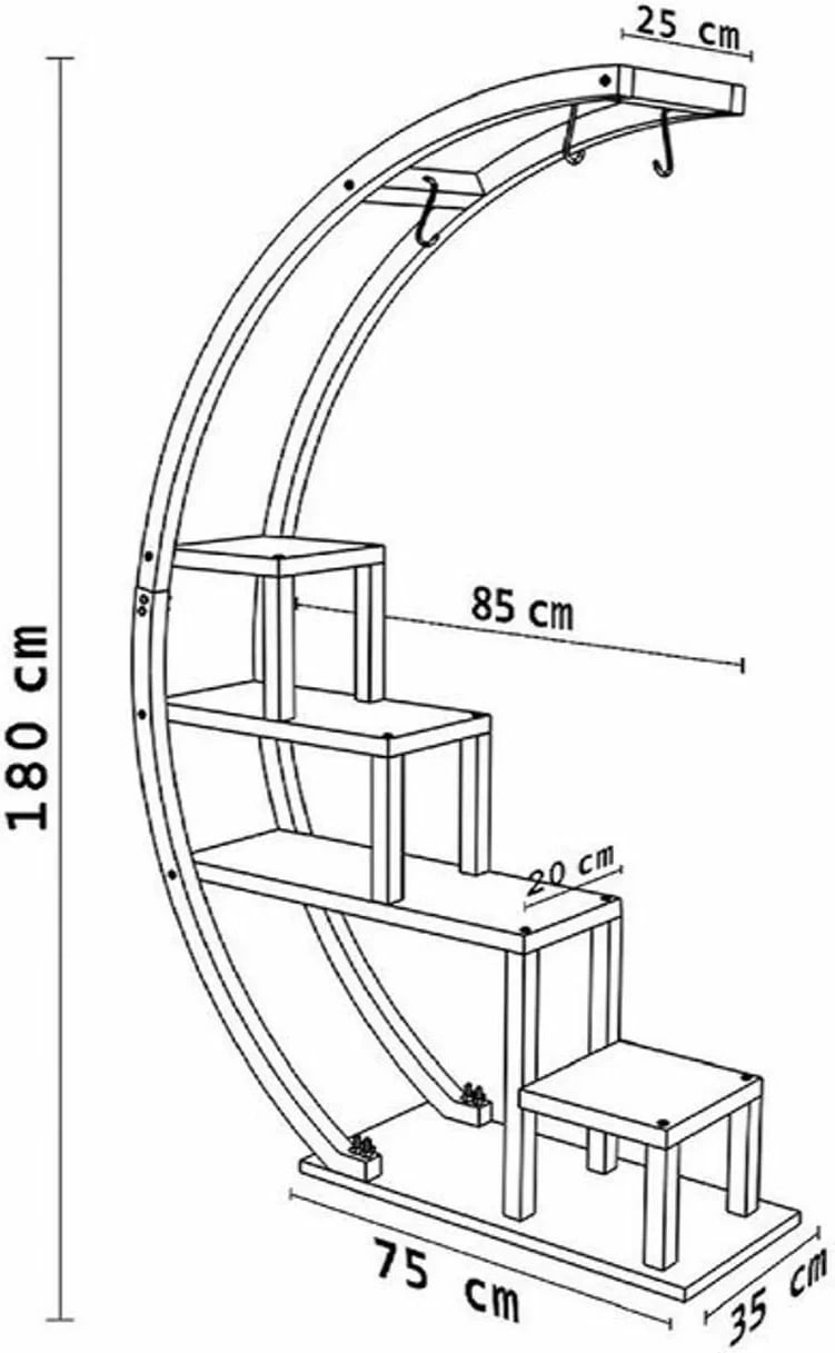 Raft librash Hanah Home, kopsht, ngjyrë Atlantic Pine dhe e zezë