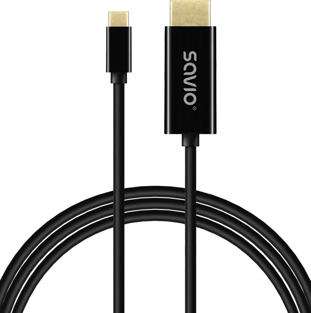 Kabllo USB-C në HDMI SAVIO CL-190, 1m, plastik, e zezë