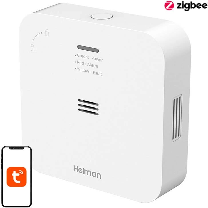 Detektor monoksidi karboni Heiman WS-720ES, smart WiFi, Tuya, i bardhë