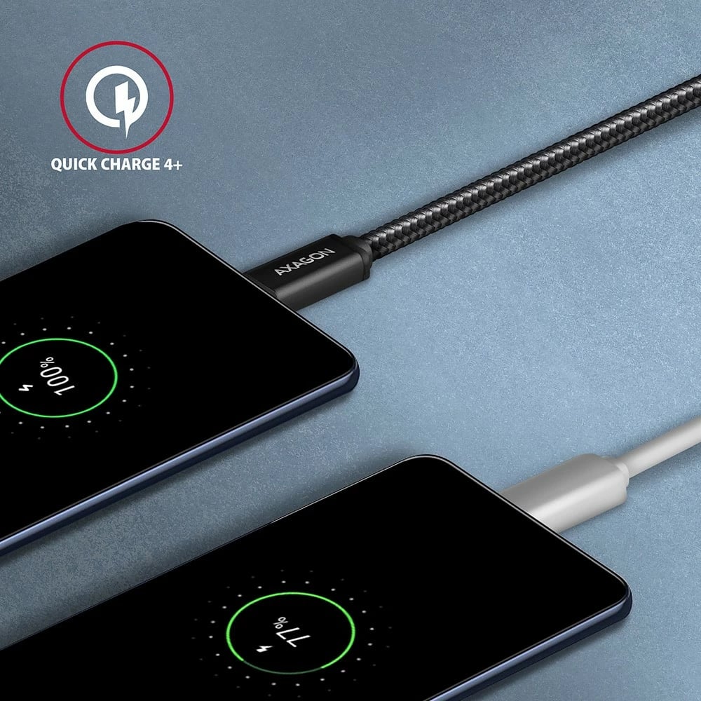 Kabllo AXAGON BUCM3-AM10AB USB-C në USB-A, 1m, 3A, i zi, i thurur
