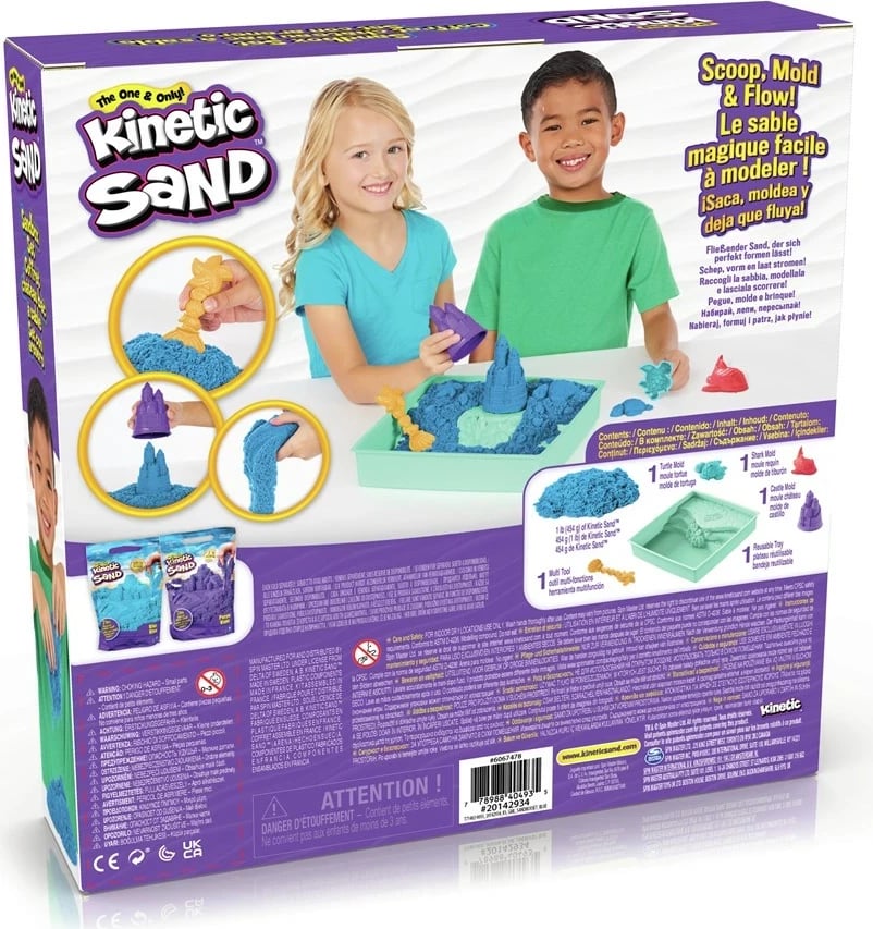 Set rërë kinetike SPIN MASTER, 1 lb, me vegla dhe forma, Blu