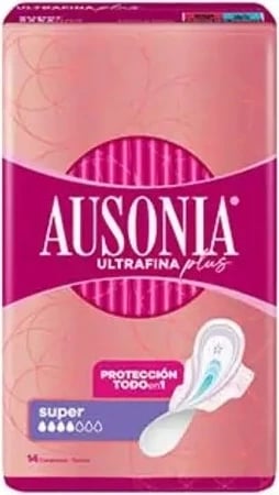 Kompresa higjienike për femra Ausonia Ultrafina Plus Super Alas, 14 copë