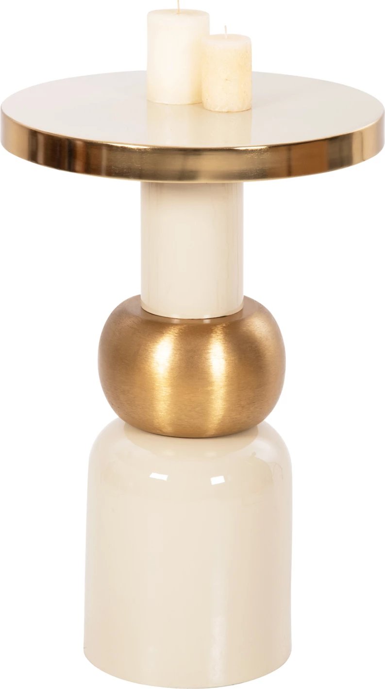 Tavolinë ndihmëse AMBUR FH4238.03 metalike, ngjyrë ecru-ari, Φ40.5x62H cm