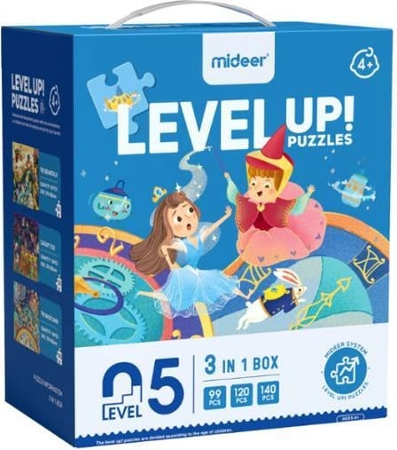 Puzzle Mideer Level Up 3 në 1, 99-140 pjesë, për fëmijë 4+