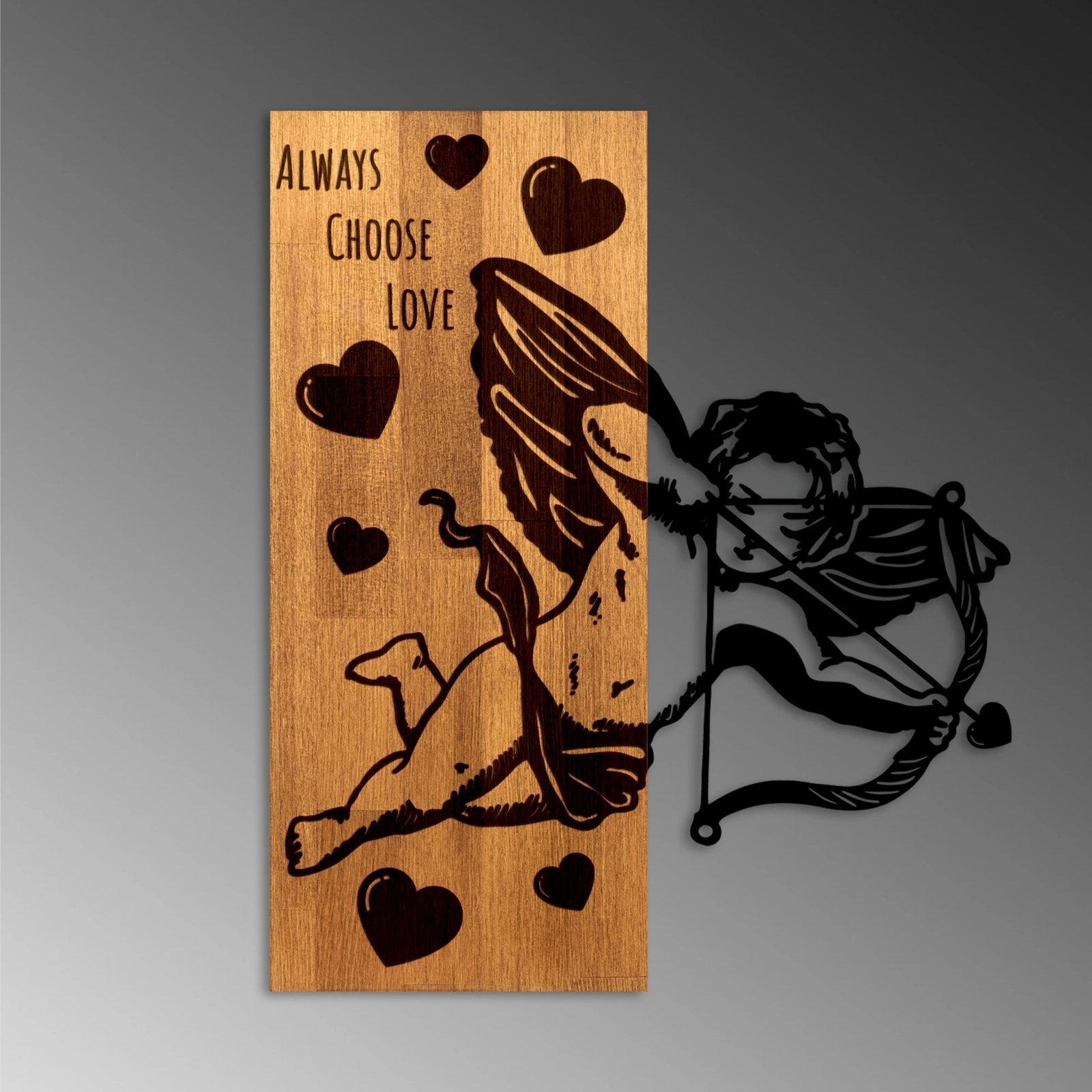 Aksesor dekorativ për mur, dru arre dhe metal, Wallity Eros 01