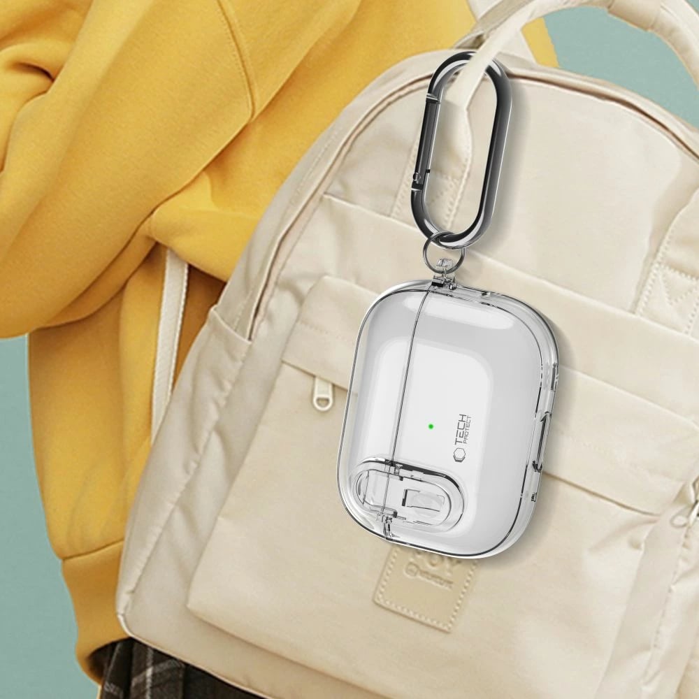 Mbështjellës Tech-Protect Slim Hook për AirPods 1/2, Transparent