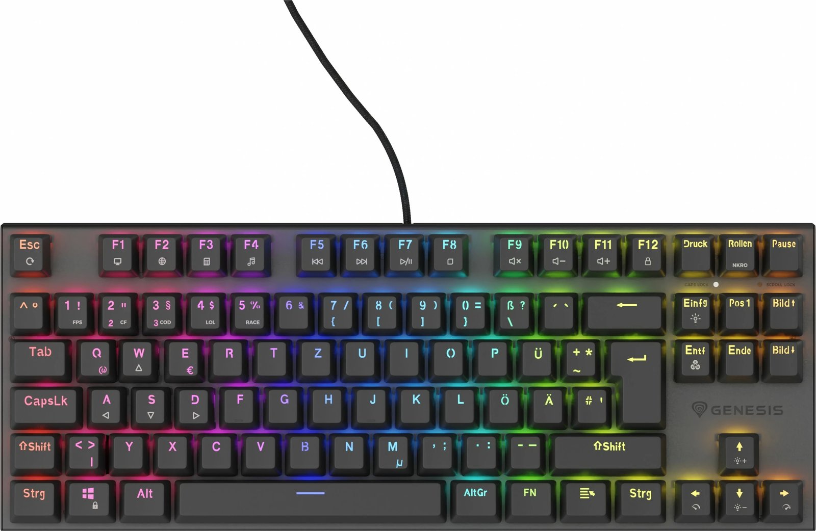 Tastierë mekanike Genesis THOR 303 TKL, RGB, brown switch, QWERTZ, e zezë