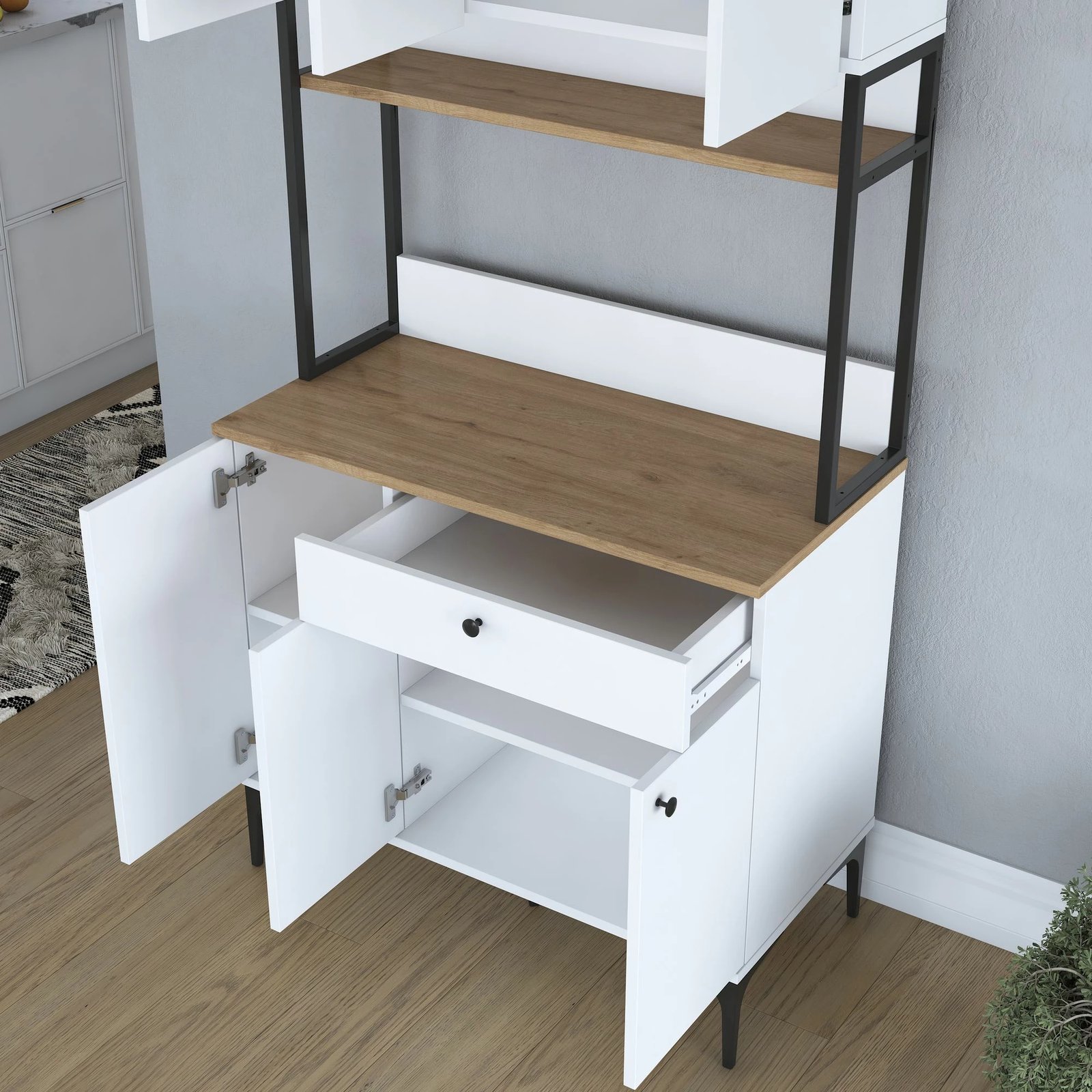 Dollap shumëfunksional Skye Decor, JE197 - 3806, ngjyrë arre dhe e bardhë