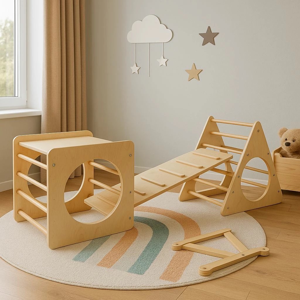 Set ngjitës Pikler, ngjyrë lisi, Skye Decor, BLTYZ-AKTV053, 24 pjesë