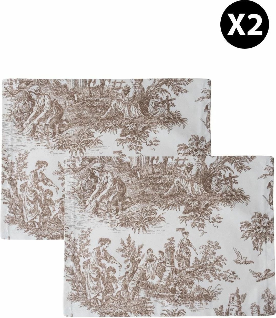 Set naperonash për tavolinë (2 copë), ngjyrë kafe dhe e bardhë, BST055