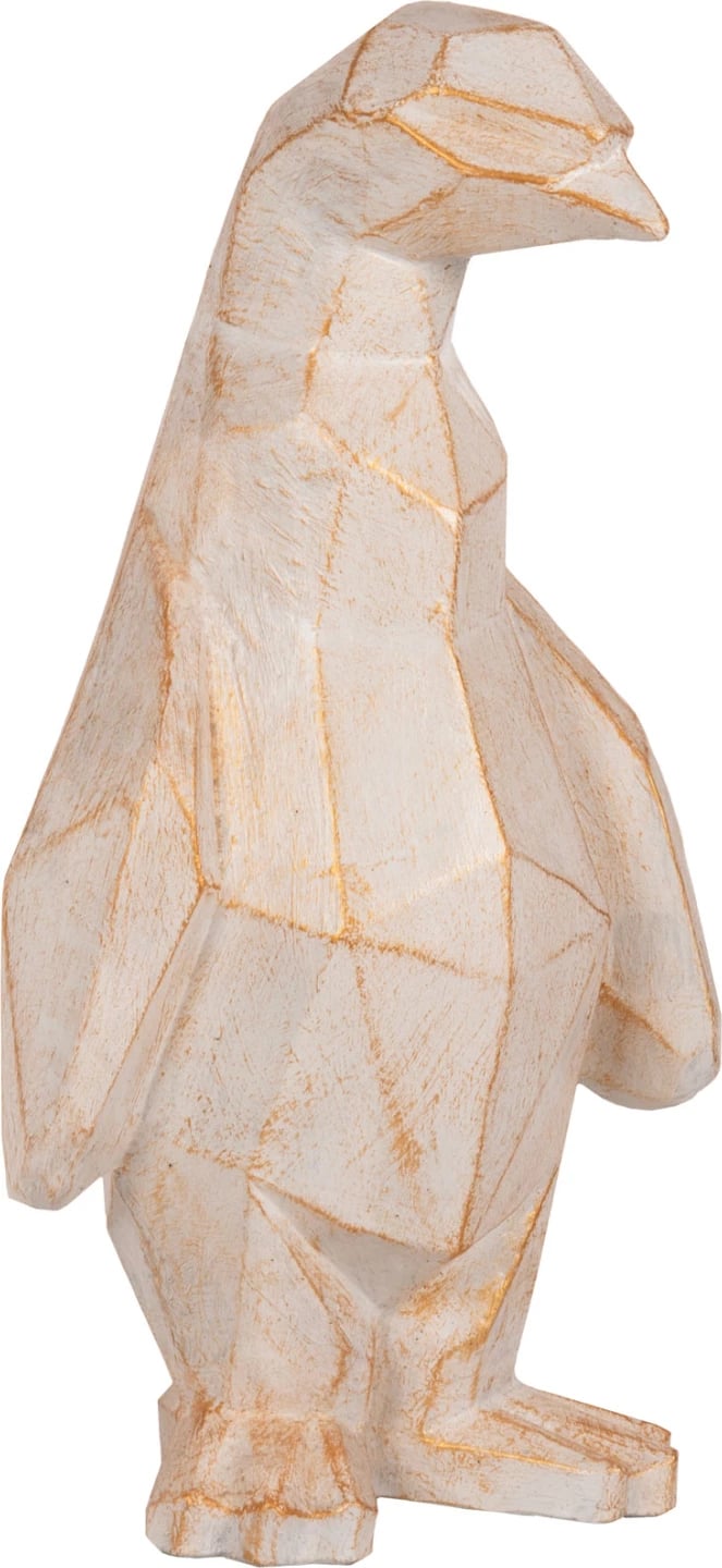 Dekorim për dysheme, pinguin, ngjyrë patina e bardhë me detaje ari, FH7915, 30x20x60H cm