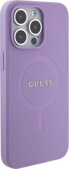 Mbështjellës Guess GUHMP15XPSAHMCU për iPhone 15 Pro Max 6.7", Saffiano MagSafe, vjollcë