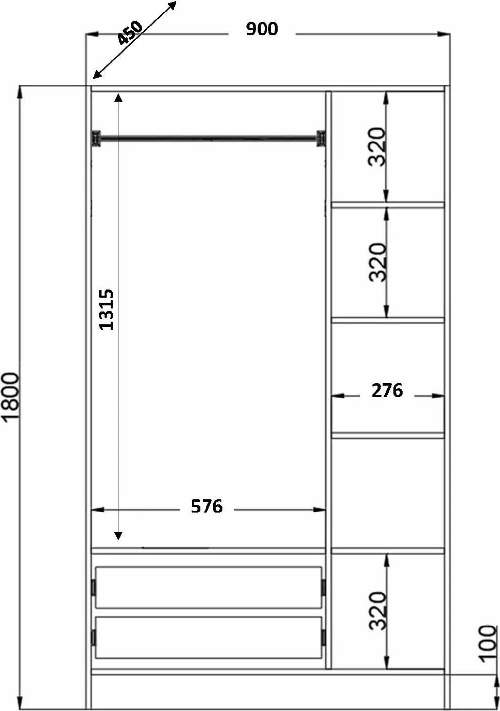 Dollap Skye Decor, ngjyrë e bardhë mat, RB-066